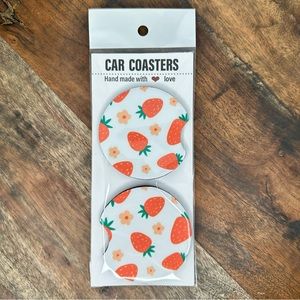 Set of 2 Strawberry Car Coasters